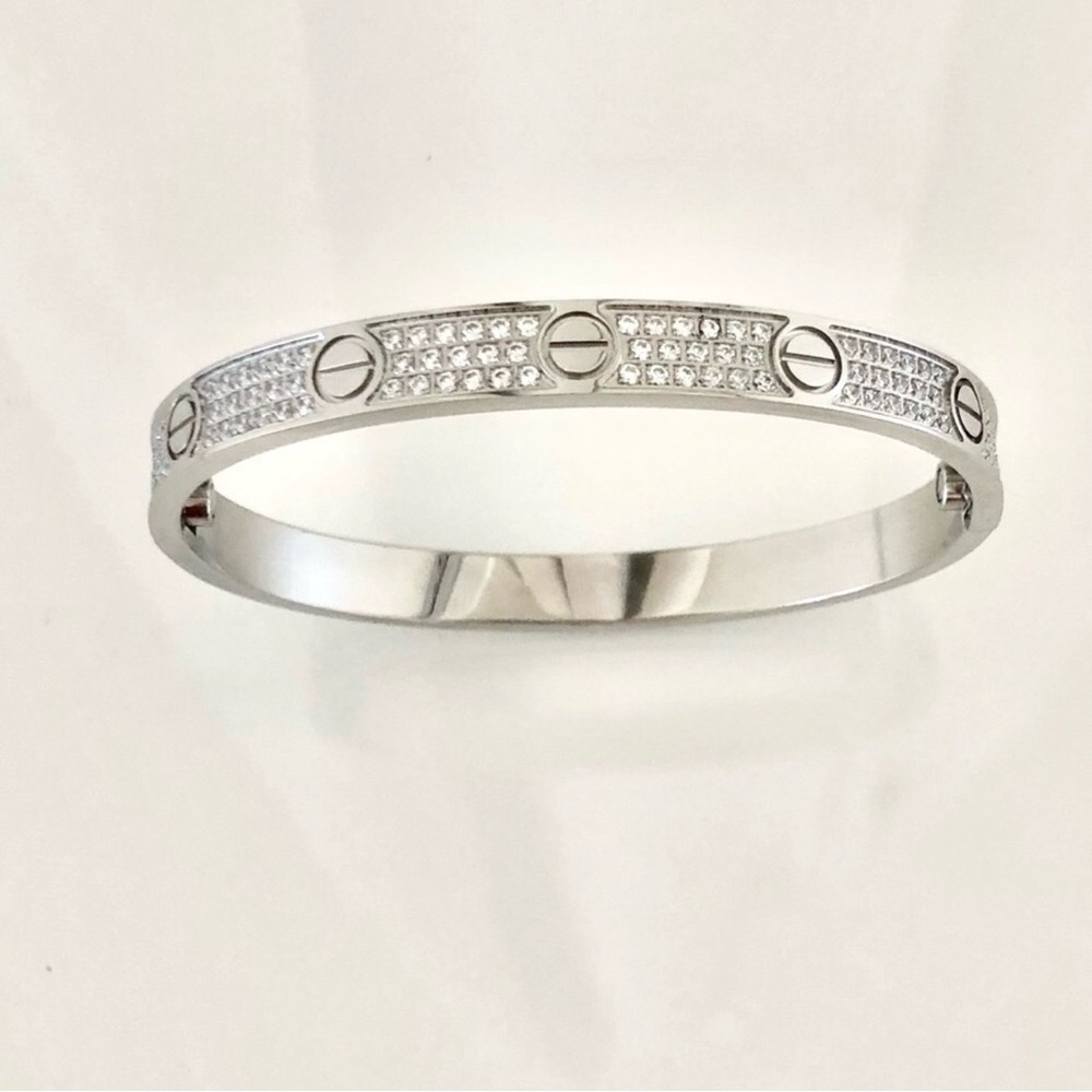 Pave Screw Bangle Bracelet with Screwdriver in Silver - Picture 9 of 12